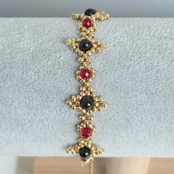 Bracelet en grenat naturelle et perles Miyuki