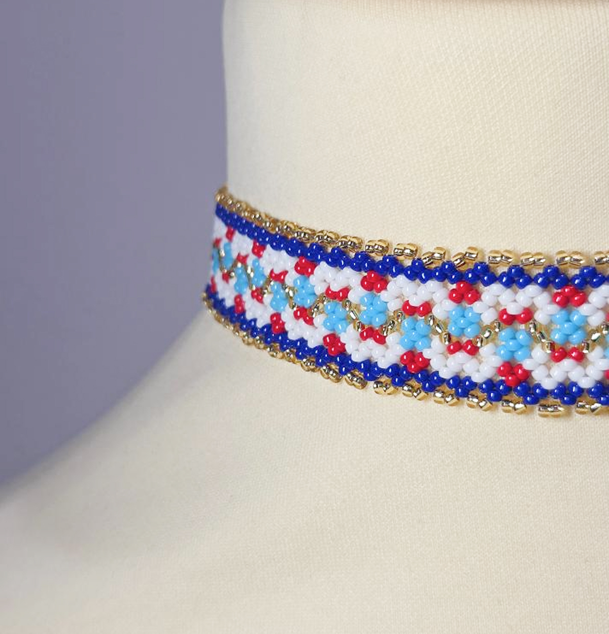 Collier ras-de-cou ethnique broderie – perles Miyuki – Image 2