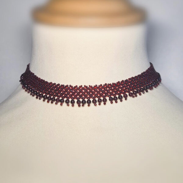 collier ras-du-cou perles Miyuki grenat naturel fait main