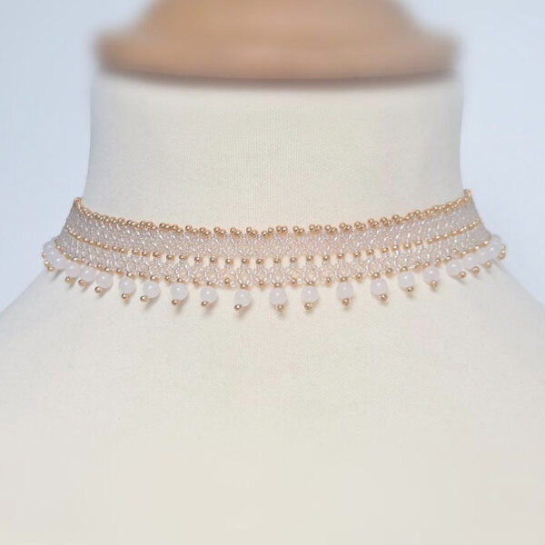 ras-du-cou perles Miyuki quartz rose fait main