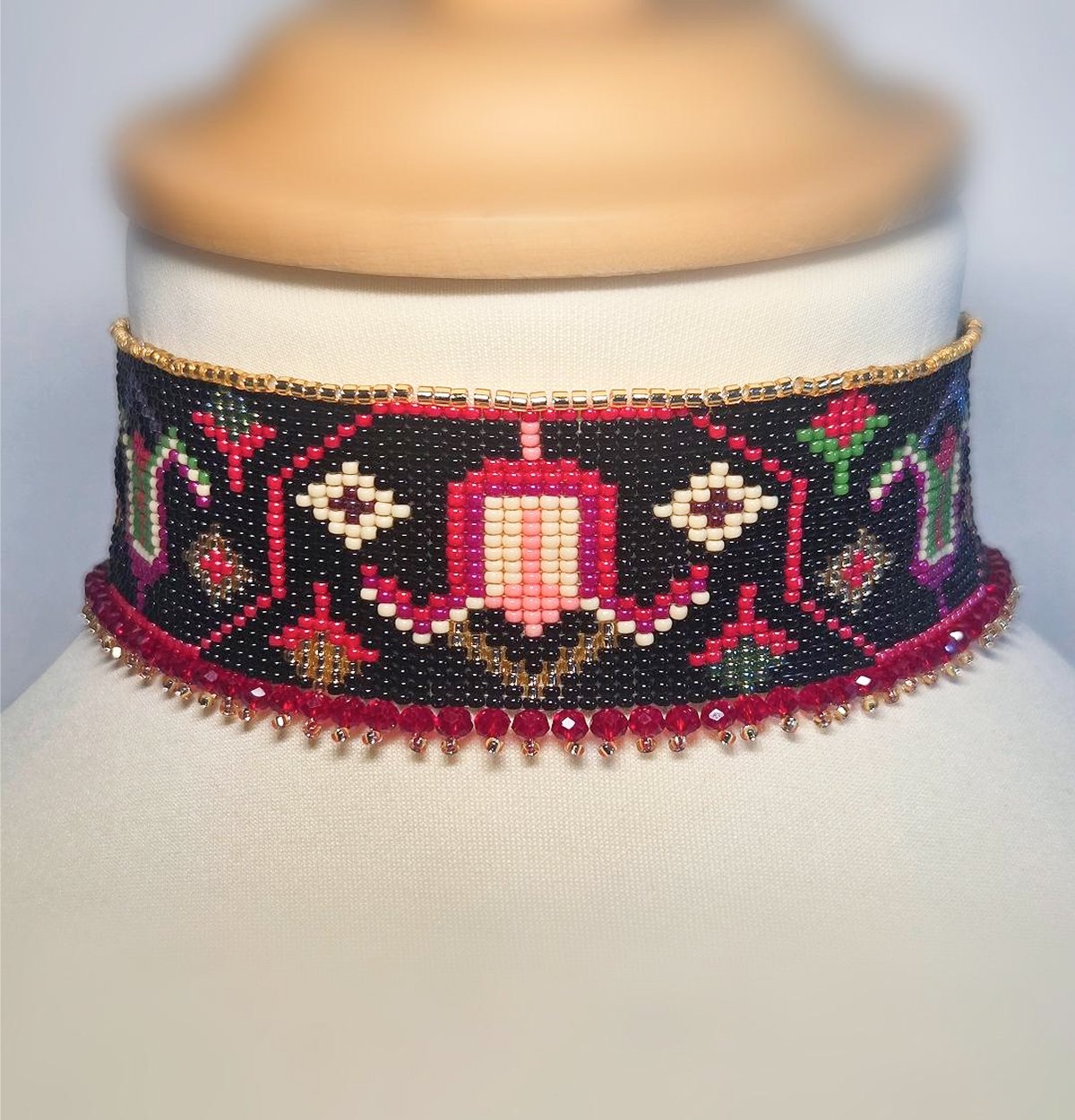 Collier ethnique fait main en perles Miyuki, ras-du-cou ajustable inspiration Podillia