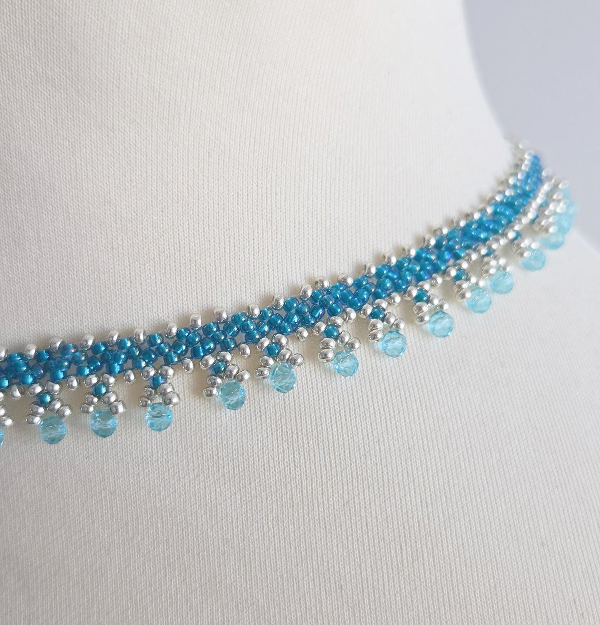 Collier Miyuki bleu azur argent – Image 2