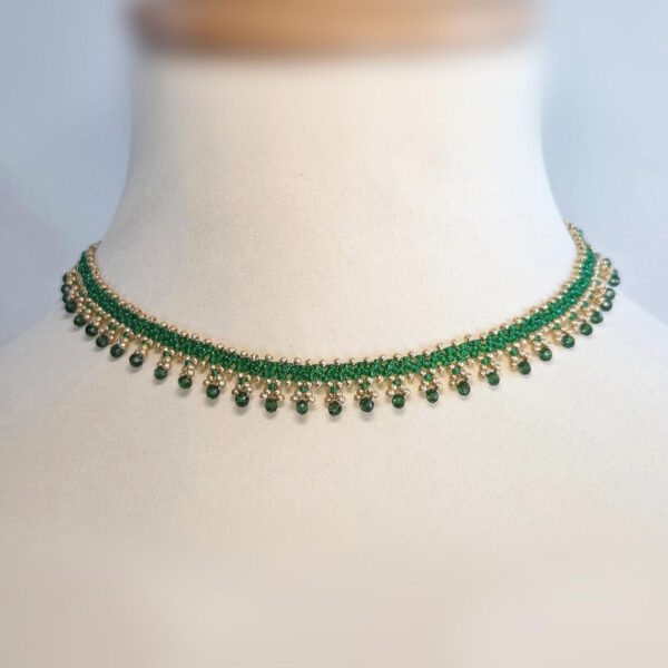Collier Miyuki vert et or fait main