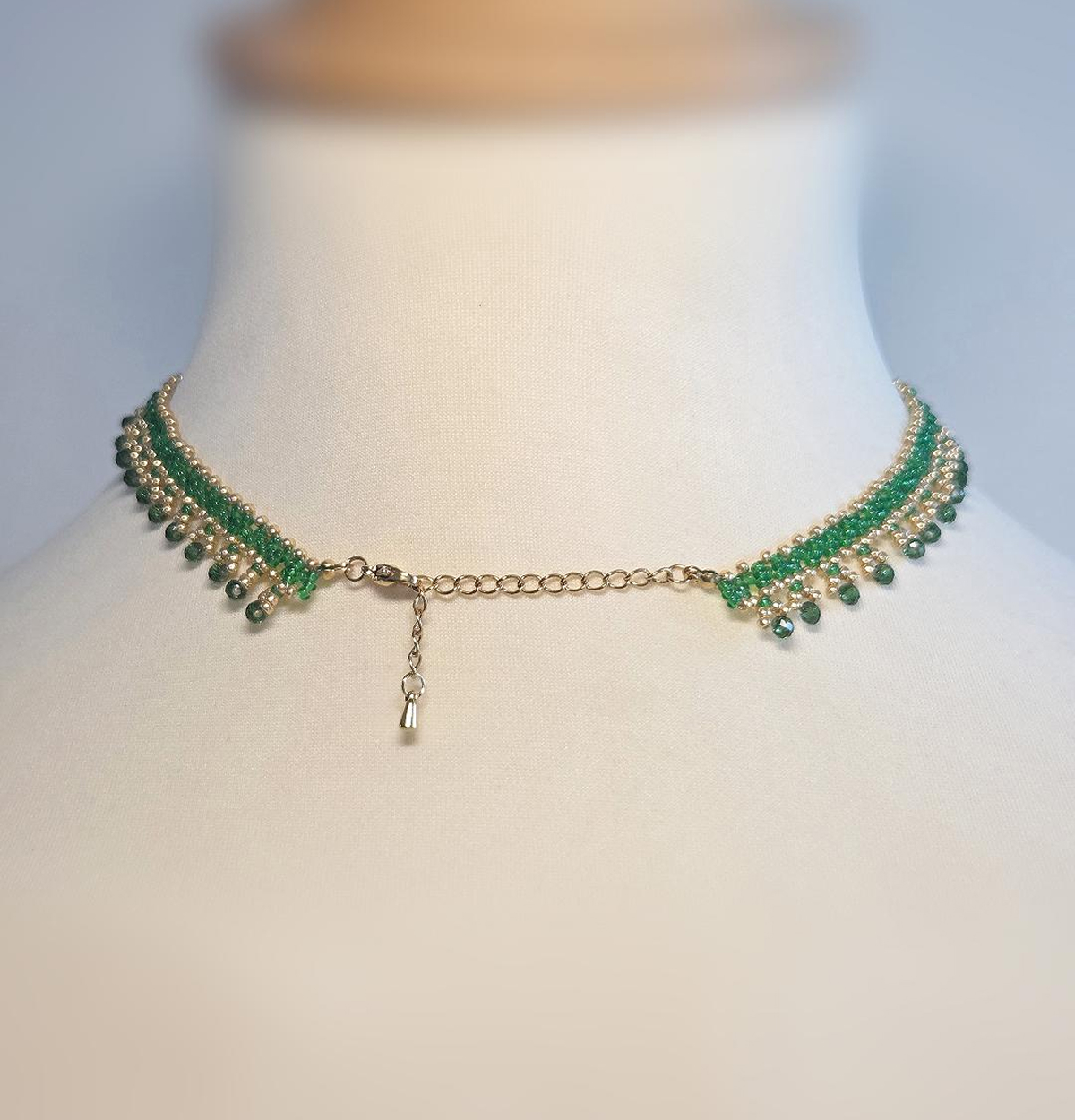 Collier Prettiest of All Miyuki vert et or fait main – Image 2