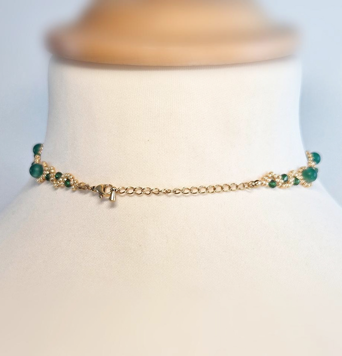 Choker Gaïa en onyx vert et perles Miyuki – Image 3